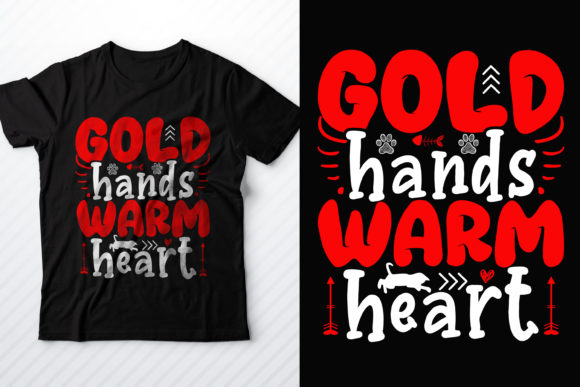 Gold Hands Warm Heart Cat Graphics & T-Shirt Designs