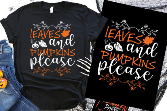 Halloween T-Shirt Designs: Leaves & Pumpkins Graphics