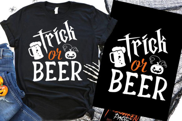 Halloween T Shirt Trick or Beer Graphics & T-Shirt Designs