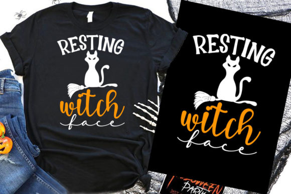 Resting Witch Face Halloween Cat T Shirt